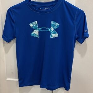 Under Armour Heat Gear Kids Blue Marble Logo Tee